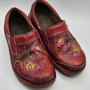L'ARTISTE Women's Annawan Shoes Floral Red Slip On Size 37